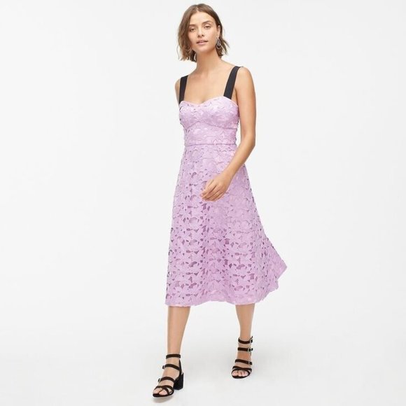 J.CREW Dresses & Skirts - J.Crew Dress Purple Lace Sleeveless Sweetheart Midi NWT